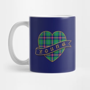 The YOUNG Family Tartan - Retro Heart & Ribbon Family Insignia Mug